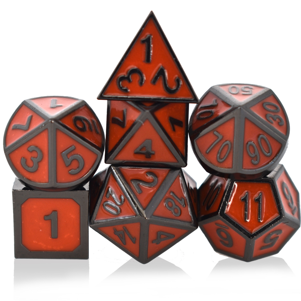 Italic Plated Black Orange Metal Dice