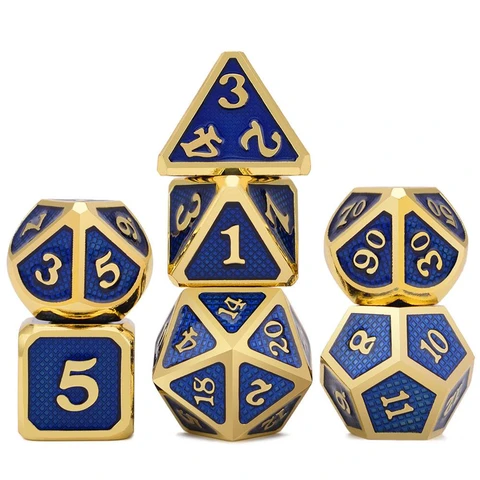 Snake Pattern Electroplated Gold Blue Metal Dice