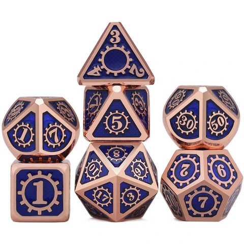 Gear Electroplating Bronze Blue Metal Dice
