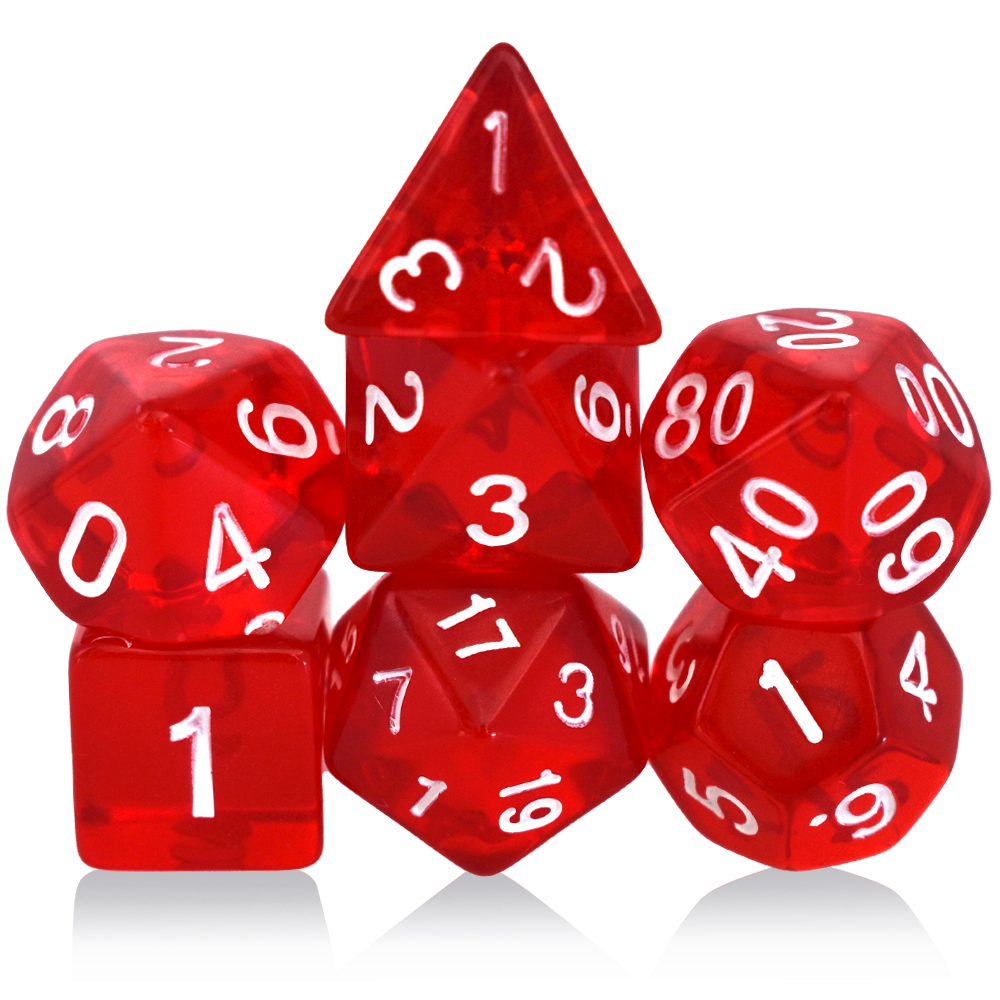 Clear Acrylic Red Dice Set