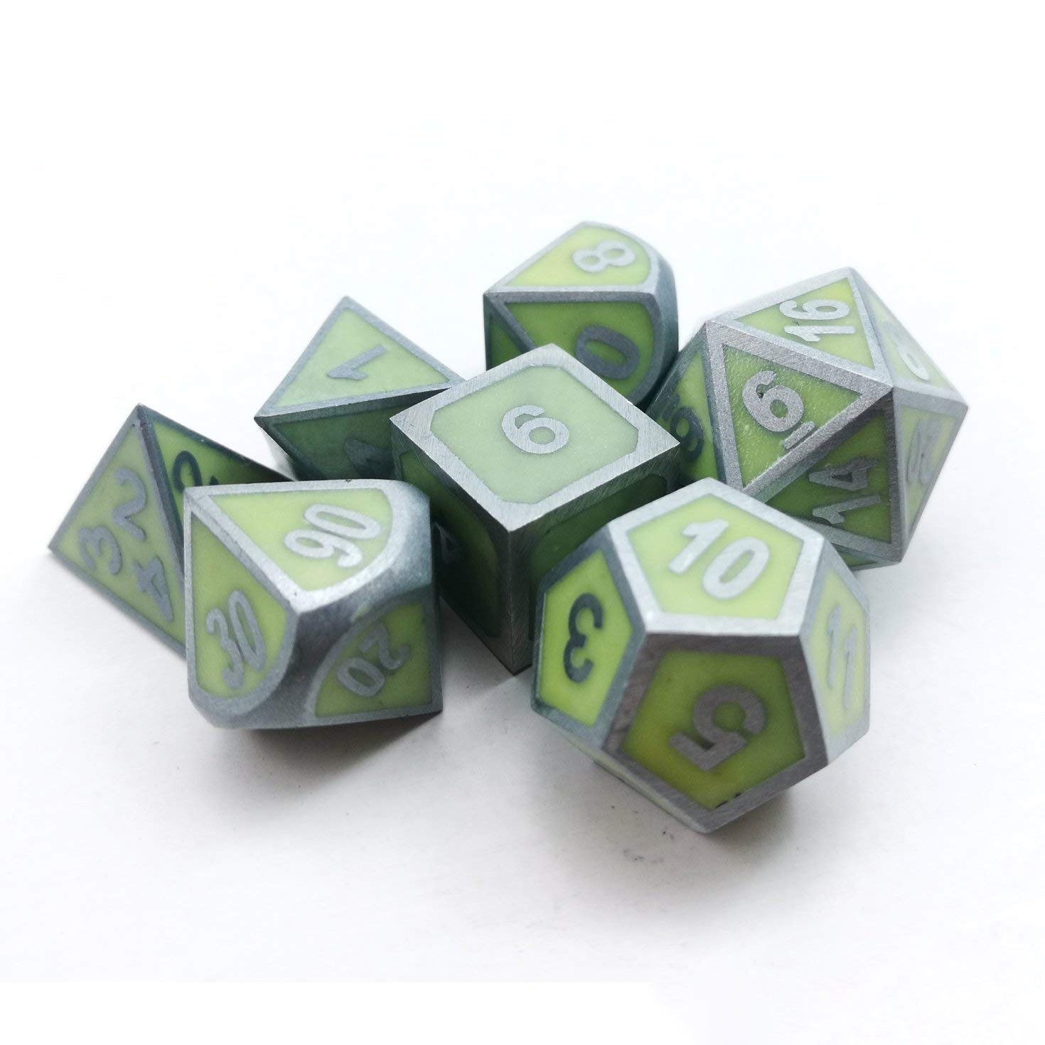 Silver with night-luminescent green around the numbers