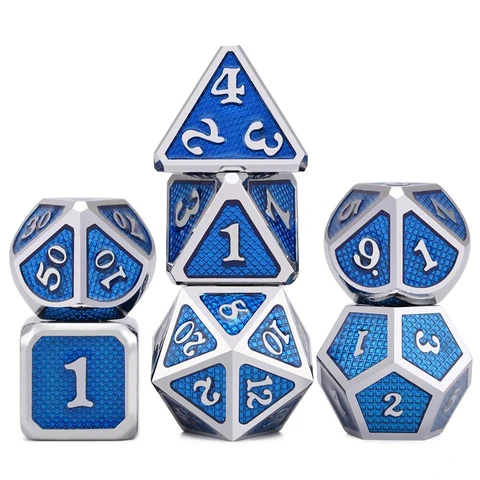 Snake Pattern Electroplated Silver Light Blue Metal Dice