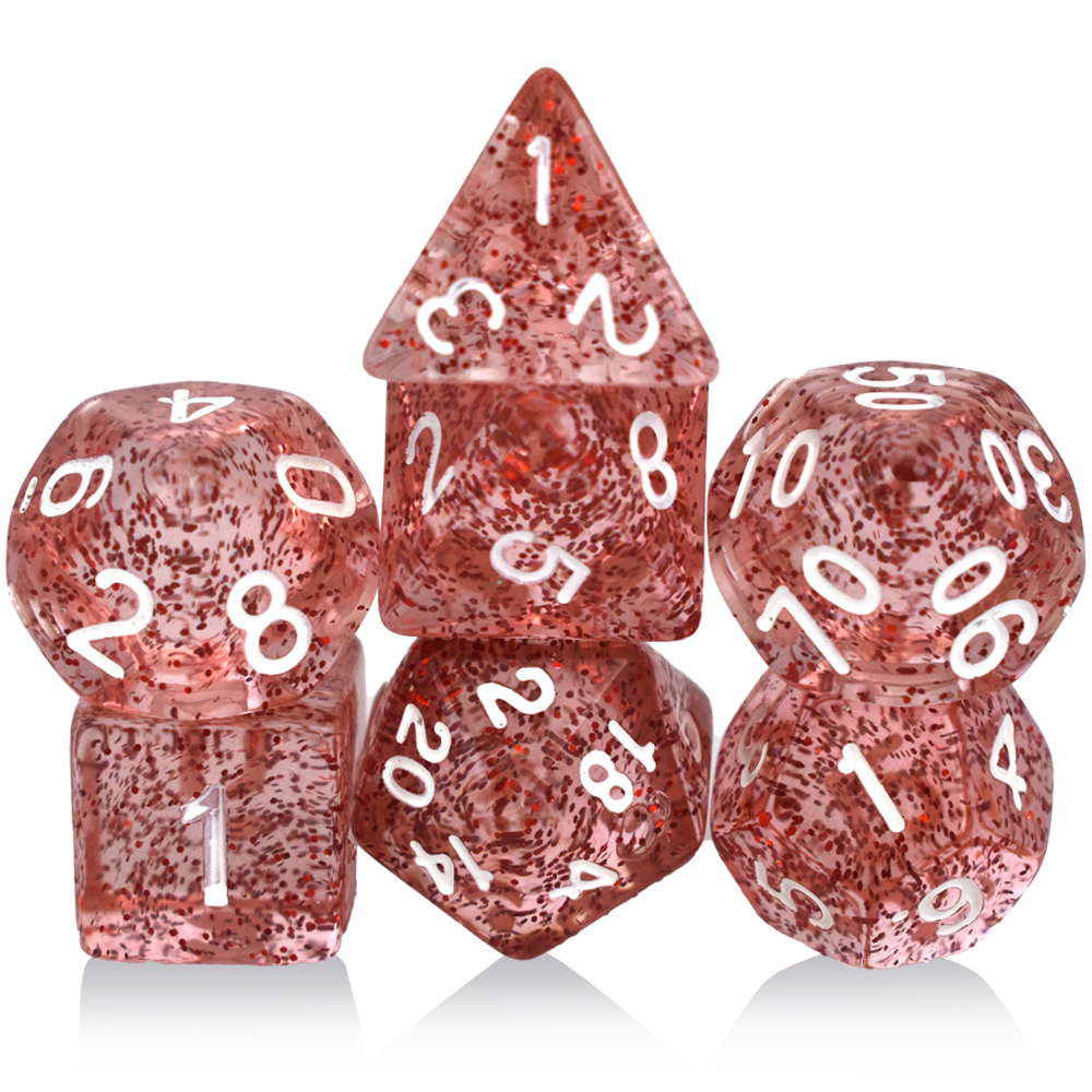 Transparent Acrylic Powder Pink Dice Set