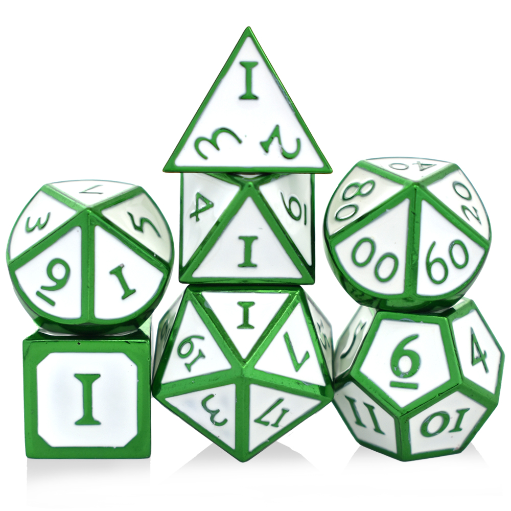 Roman Character Electrophoresis Green White Metal Dice