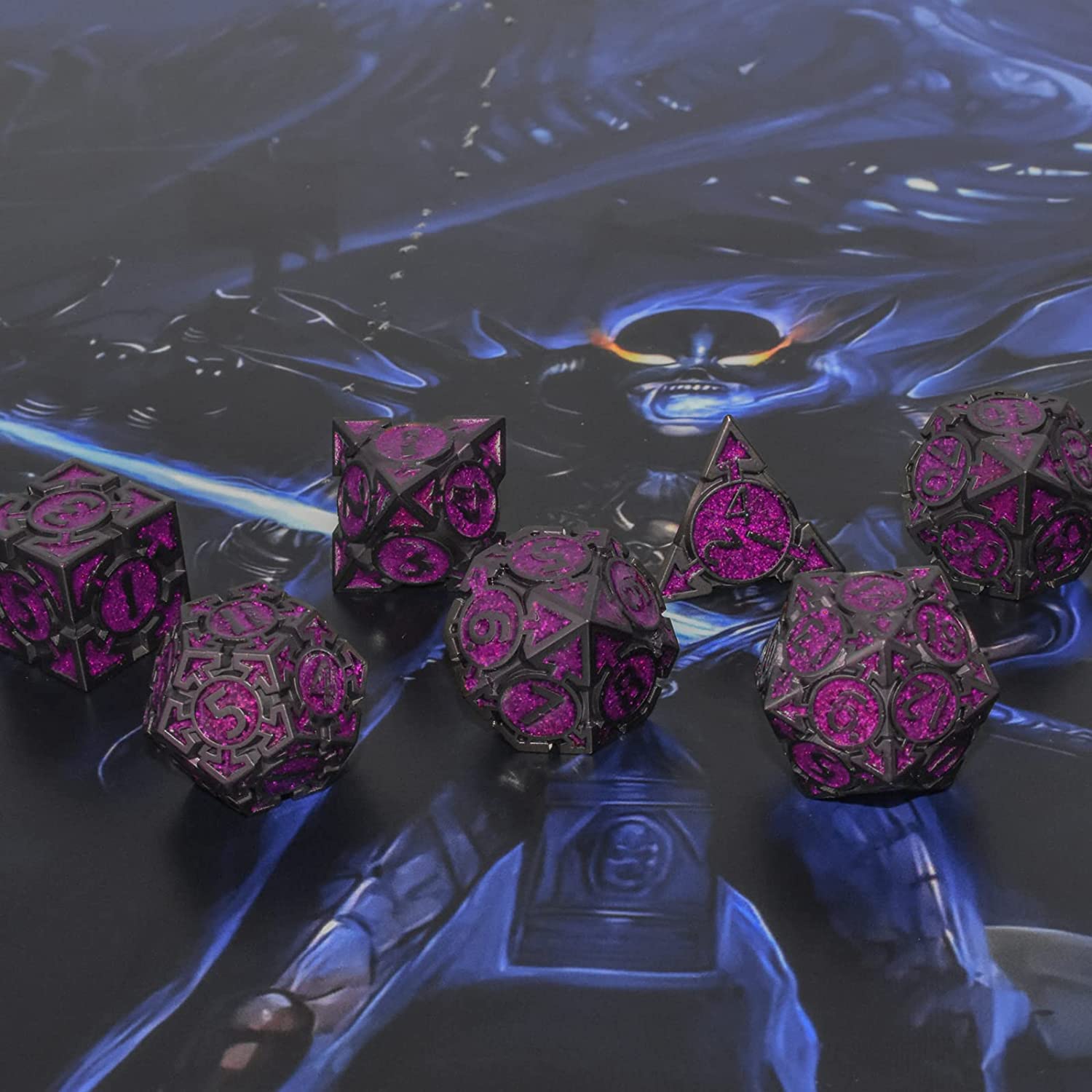 Black with purple powder around the numbers