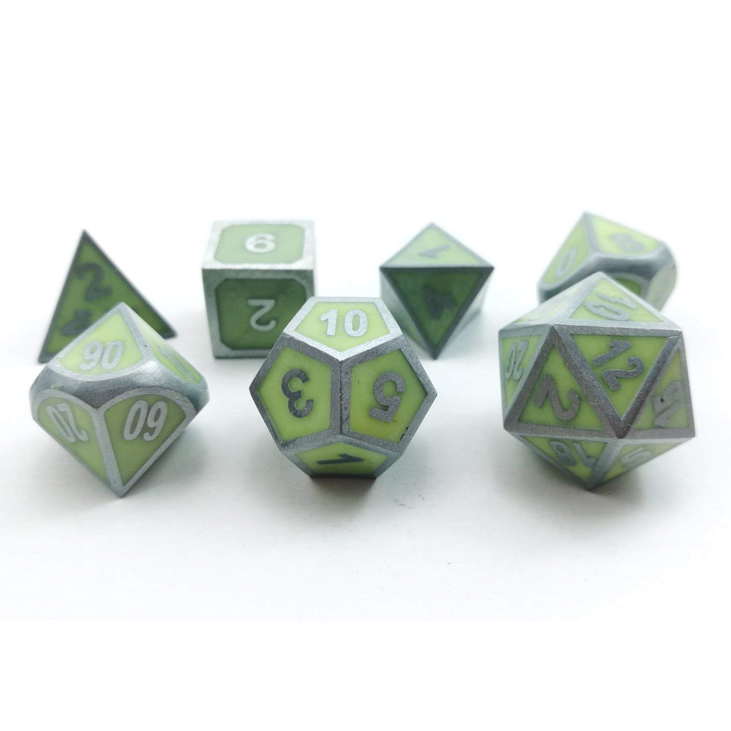Silver with night-luminescent green around the numbers