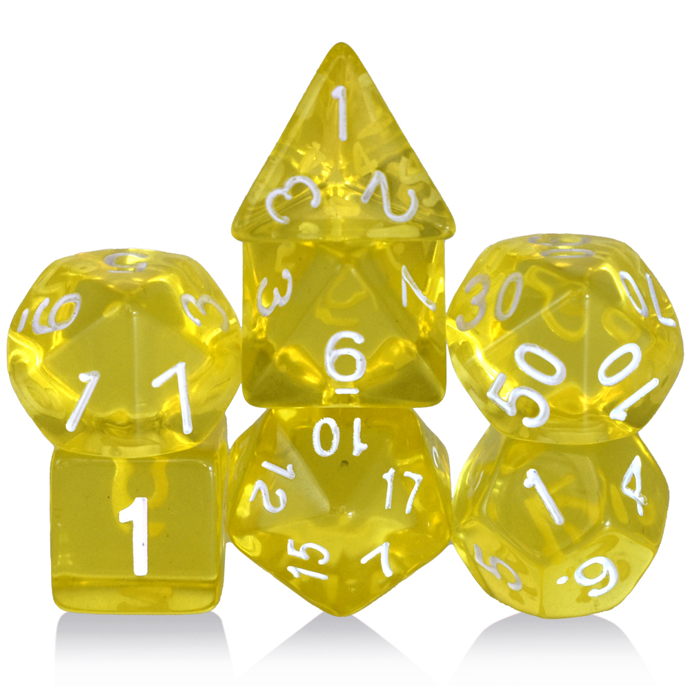 Clear Acrylic Yellow Dice Set