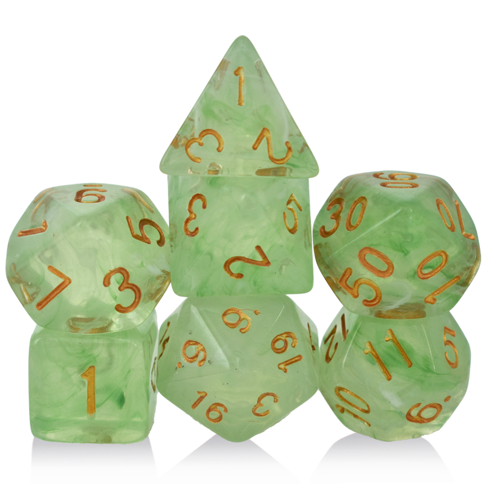 Acrylic Brushed Green Dice Set