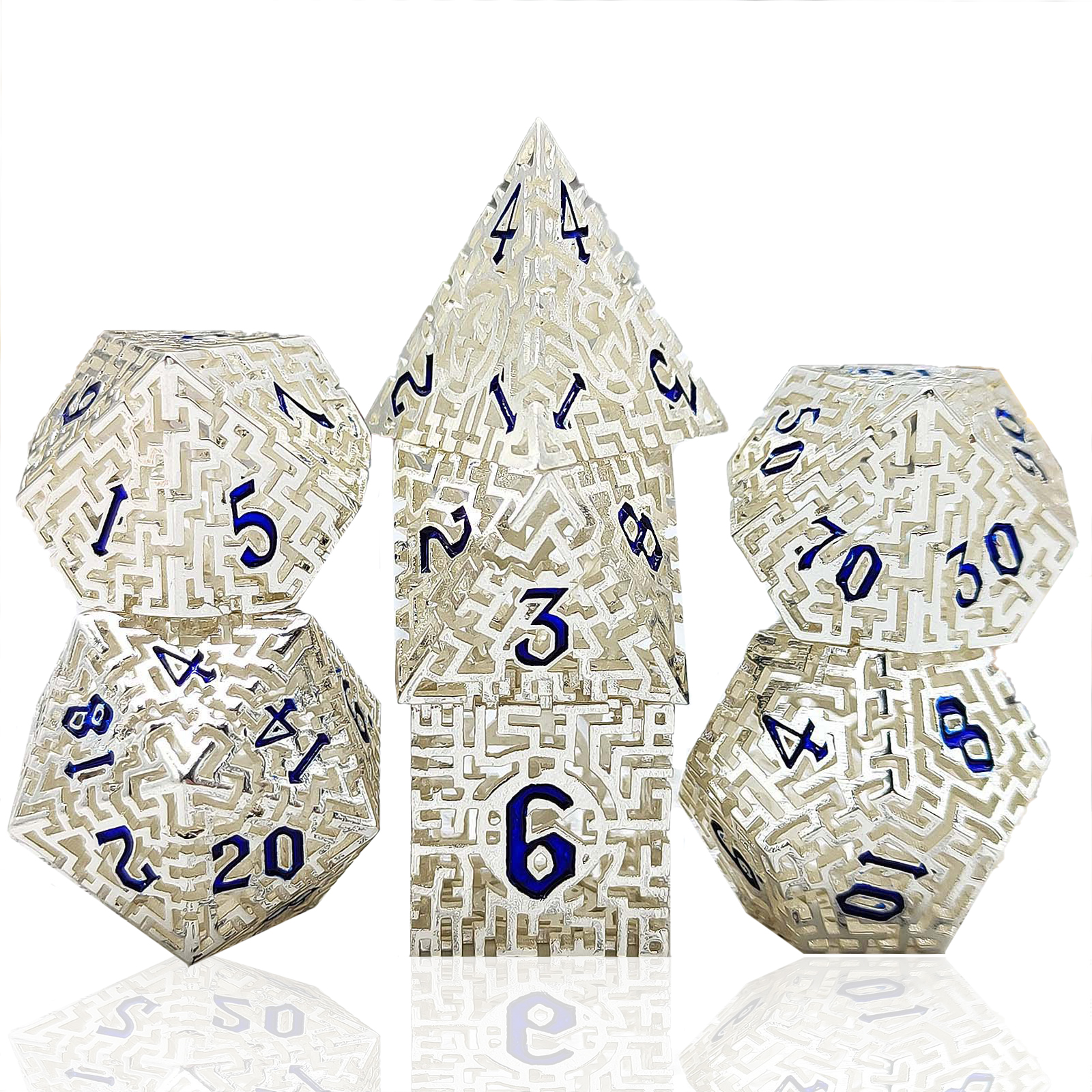 Silver filled with blue numbers