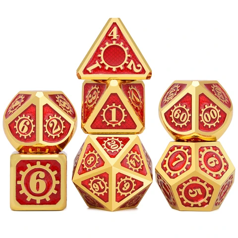 Gear Electroplating Gold Red Metal Dice
