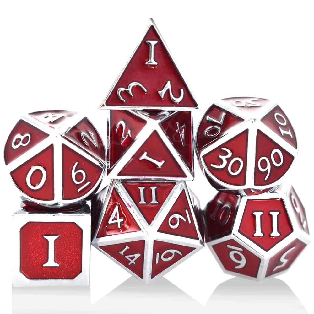 Romaji Plated Silver Red Metal Dice