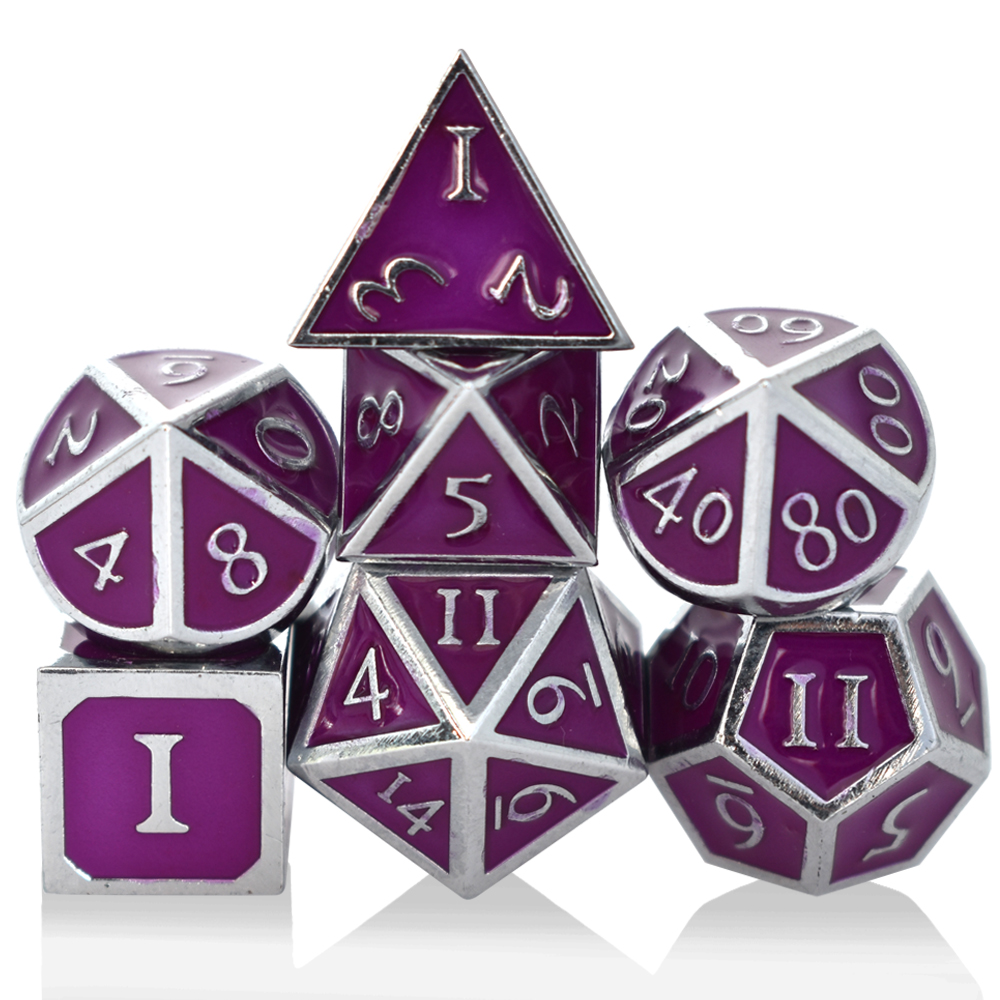 Roma Plated Silver Purple Metal Dice