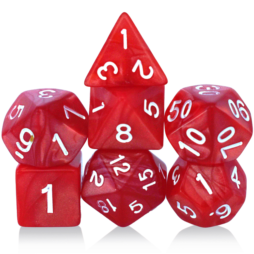 Acrylic Stone Pattern Red Dice Set