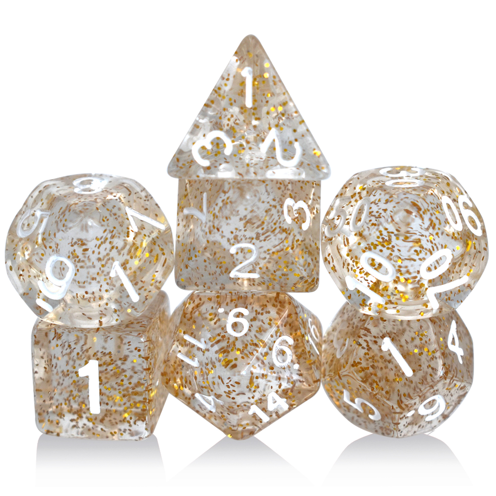 Clear Acrylic Powder Filled White Dice Set