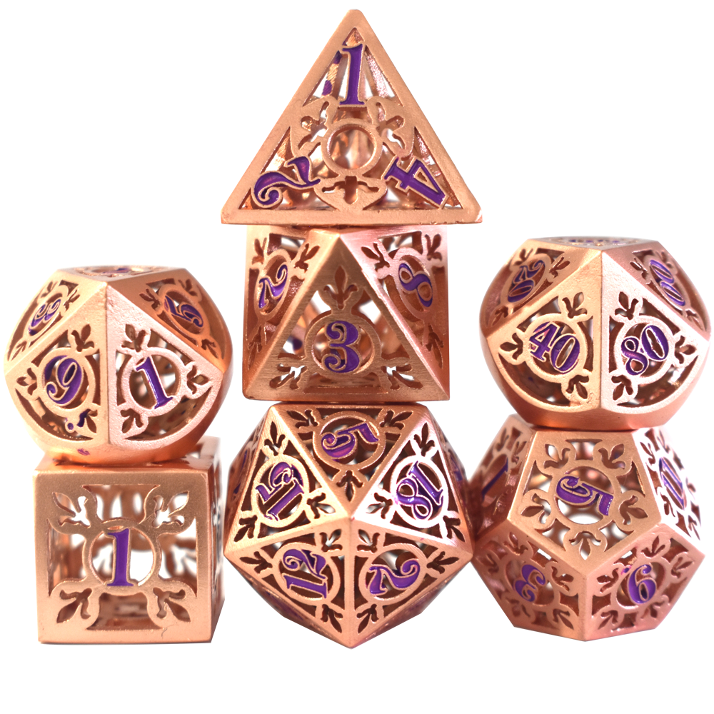 Electroplated Openwork Rose Gold Purple Metal Dice