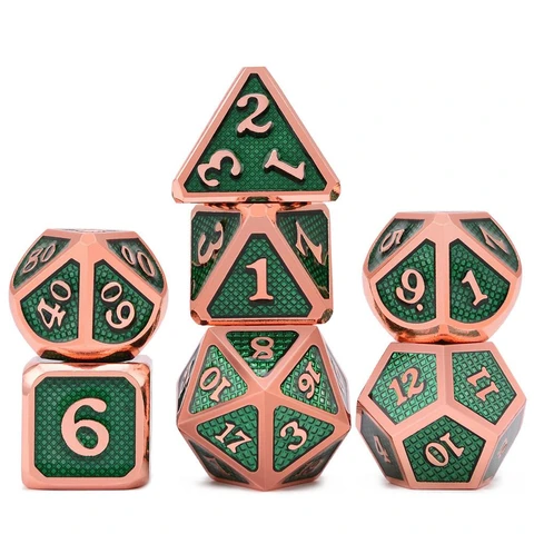 Serpentine Electroplated Patina Metal Dice
