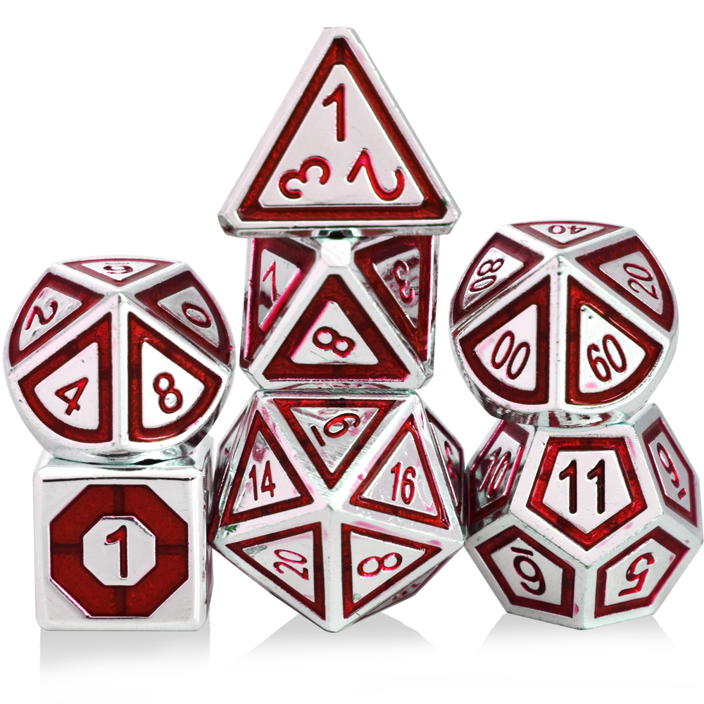 Concave And Convex Characters Electroplating Silver Red Metal Dice