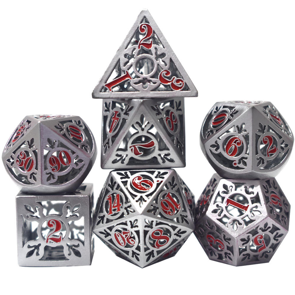 Electroplated Hollow Silver Rose Red Metal Dice