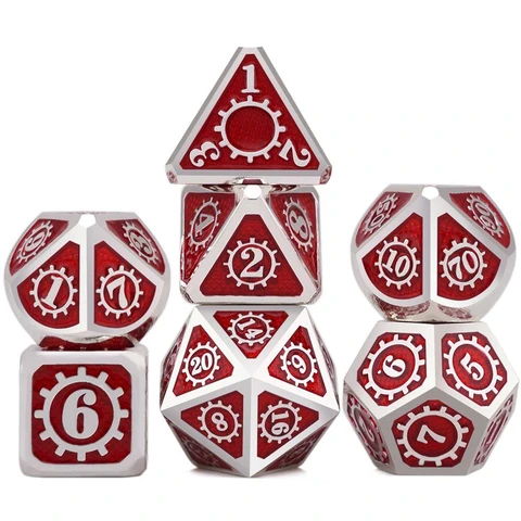 Gear Electroplating Silver Red Metal Dice