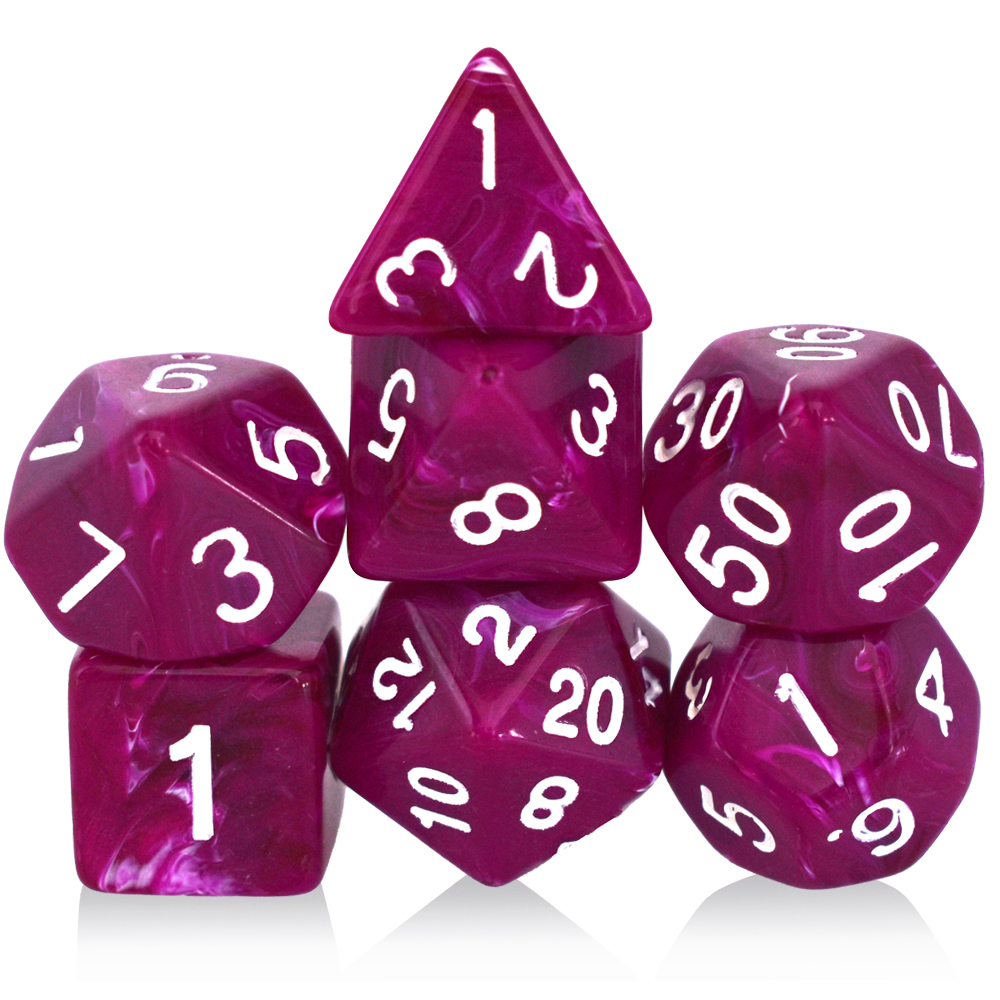 Acrylic Two-Color Purple And White Dice Set