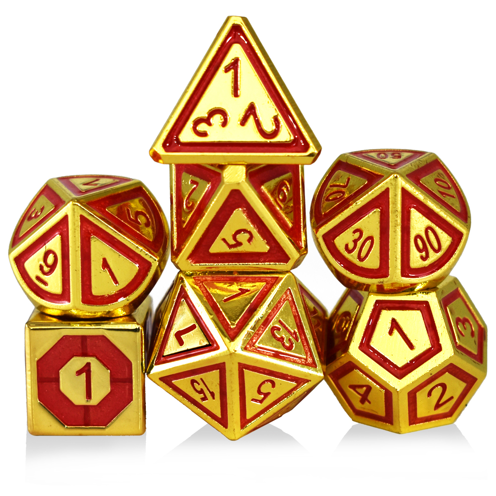 Concave And Convex Characters Electroplating Gold Red Metal Dice
