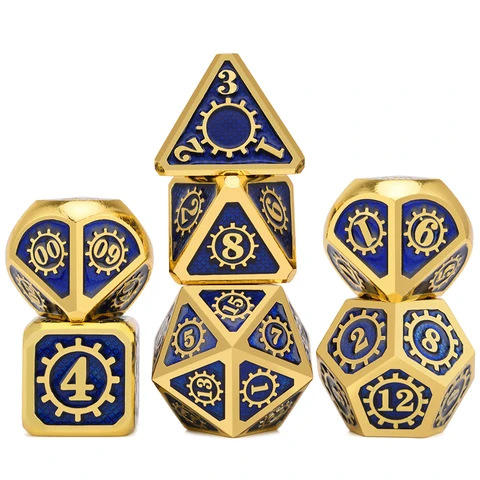 Gear Electroplating Gold Blue Metal Dice