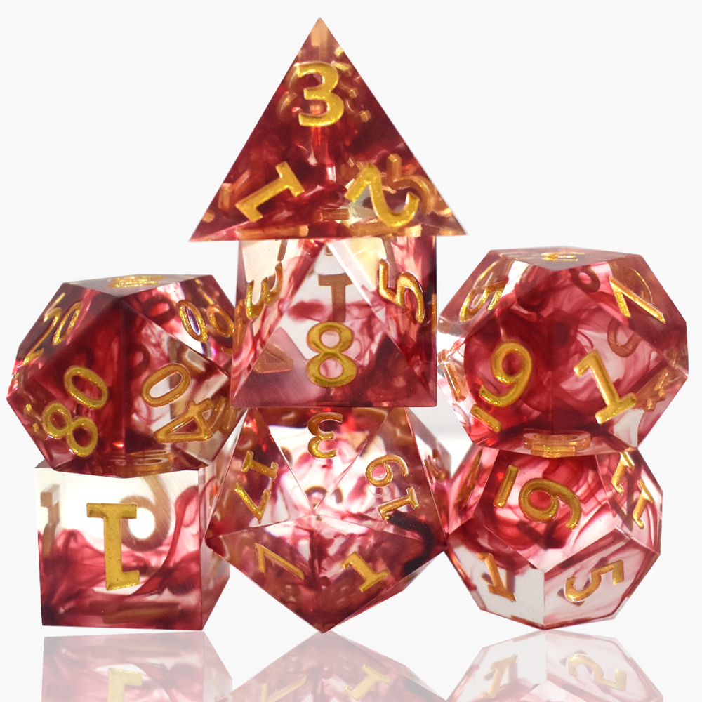 Transparent red ink resin dice