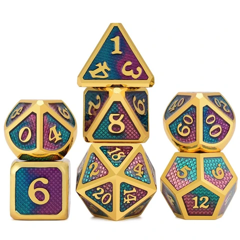 Snake Pattern Electroplating Gold Purple Blue Metal Dice