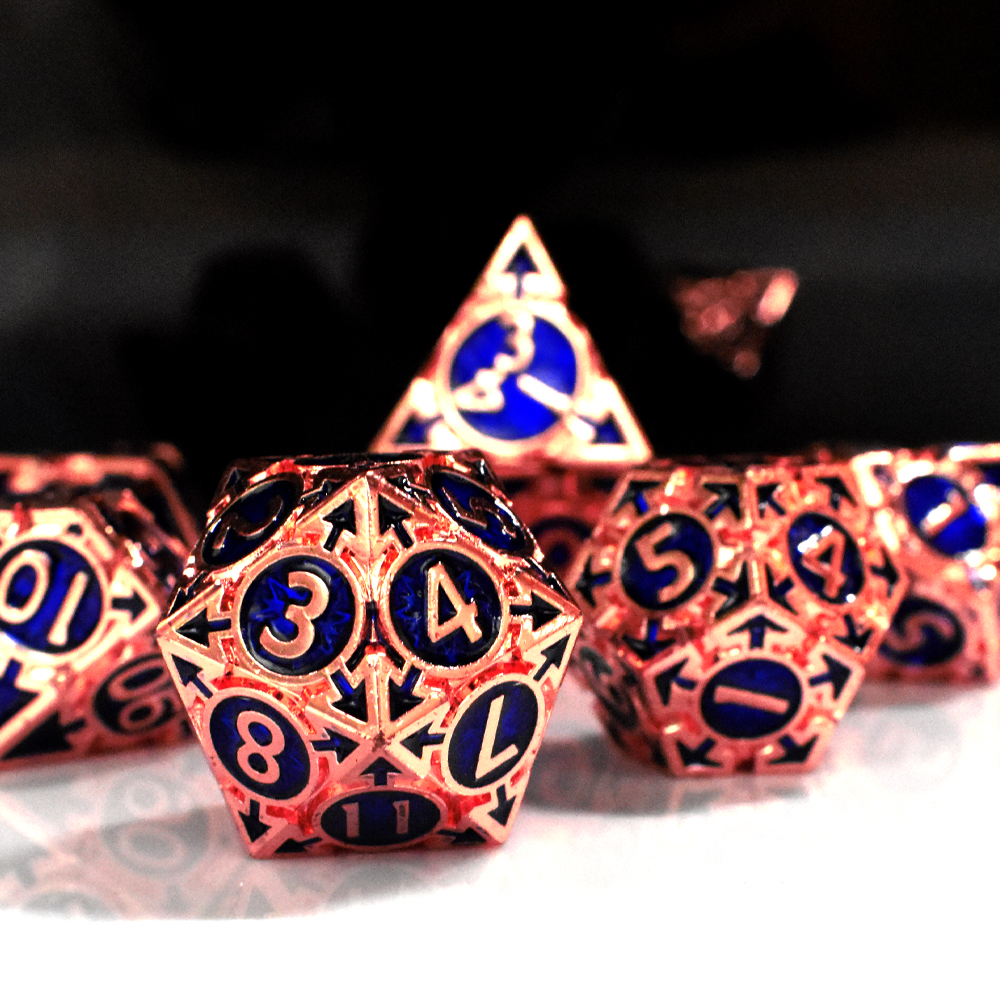 Rose gold with sapphire blue around the numbers