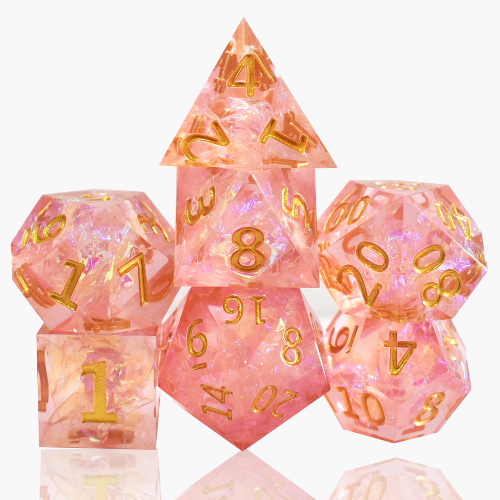 Pink Gold Foil Resin Dice