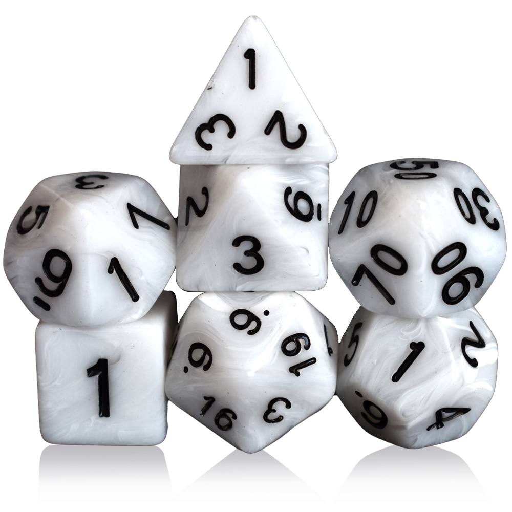 Acrylic Stone Pattern White Black Dice Set