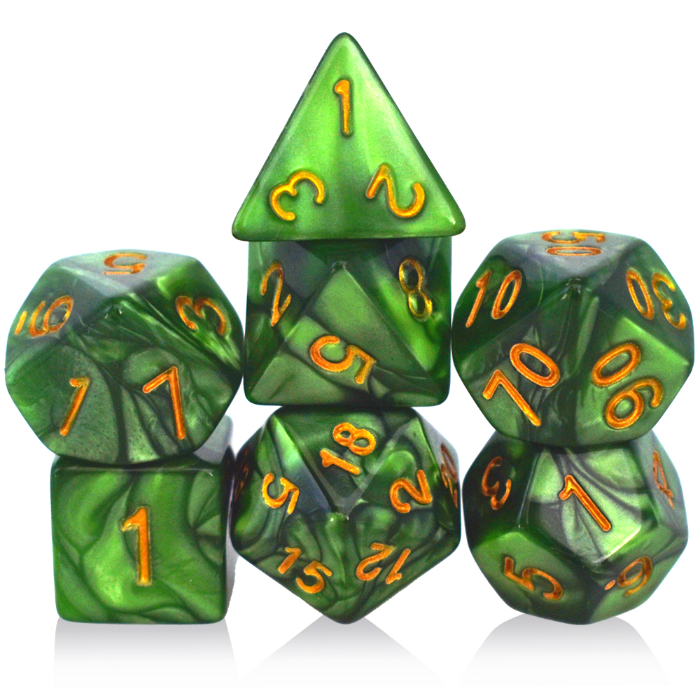 Acrylic Stone Pattern Light Green Dice Set