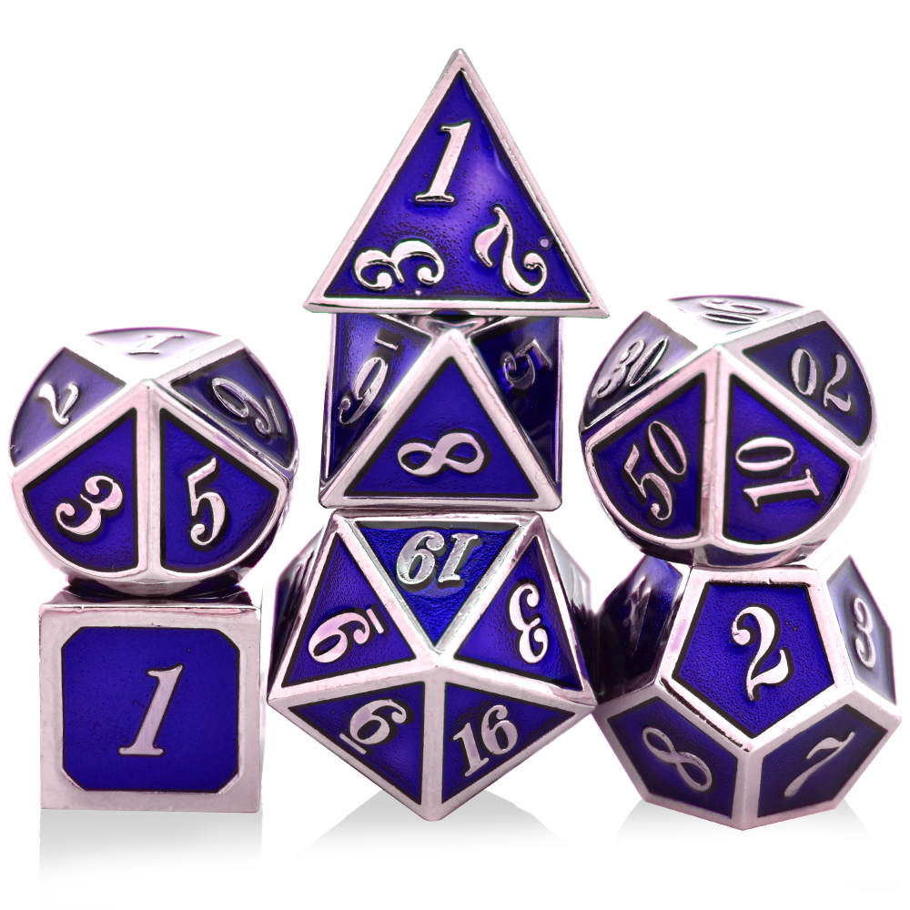 Italic Plated Silver Sapphire Blue Metal Dice