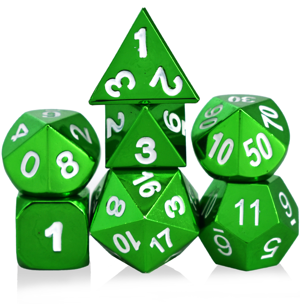 Painted Electrophoresis Green White Metal Dice