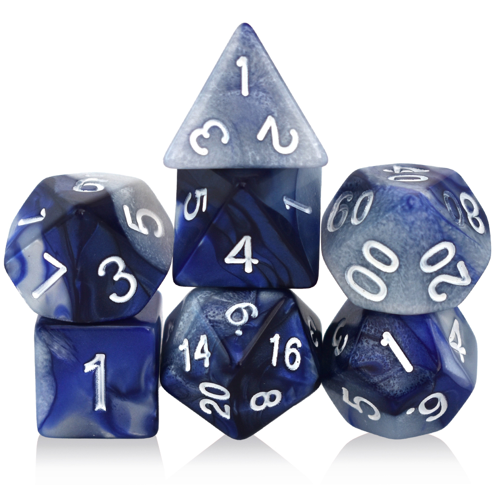 Acrylic Two-Color Blue And White Dice Set