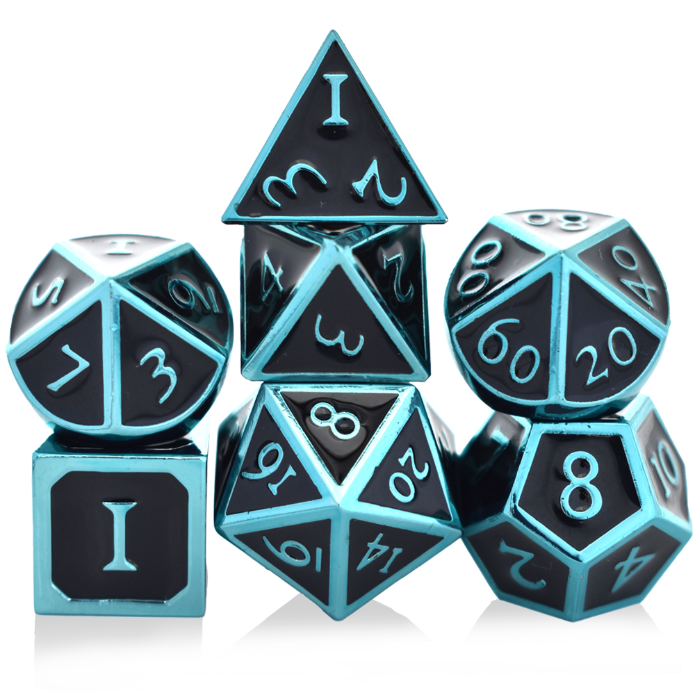 Roman Letter Electrophoretic Blue Black Metal Dice