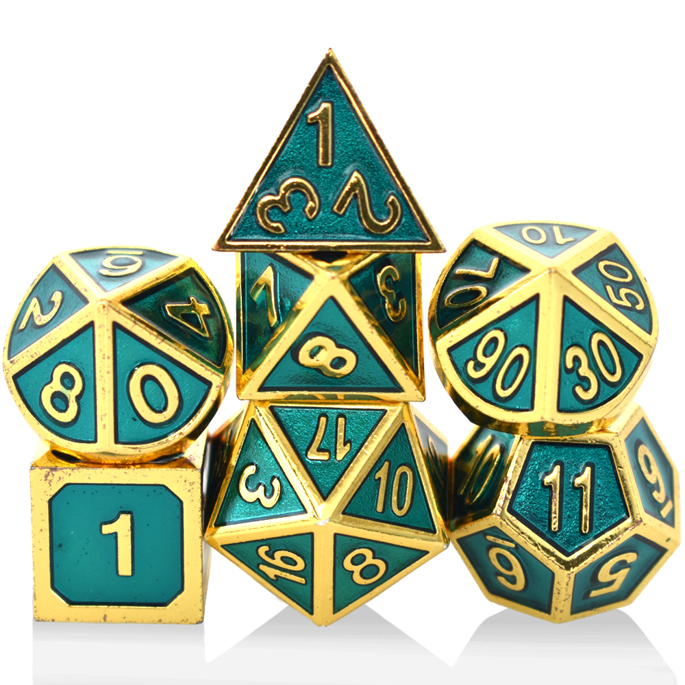 Italic Plated Gold Light Blue Metal Dice