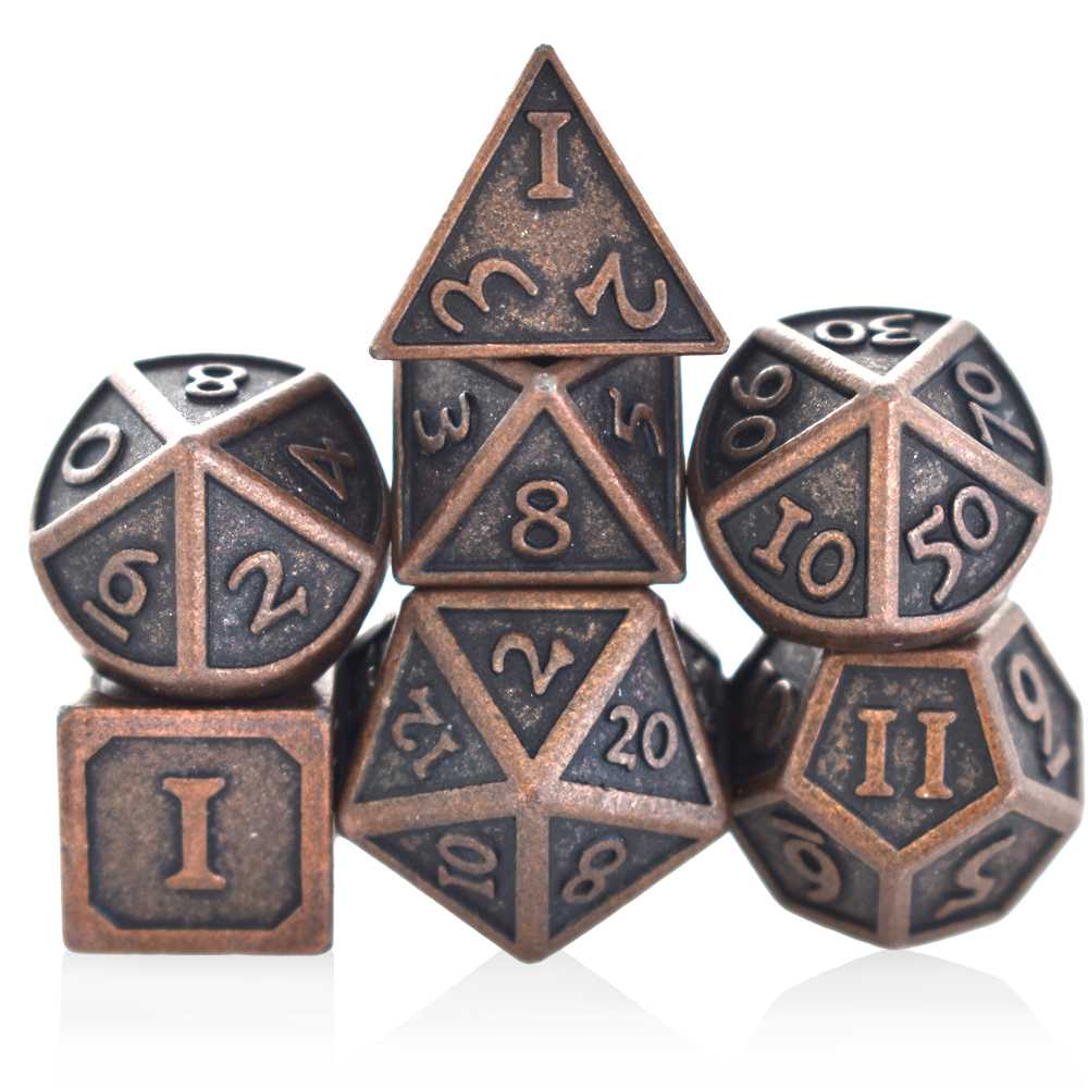 Roman Character Barrel Plated Red Metal Dice