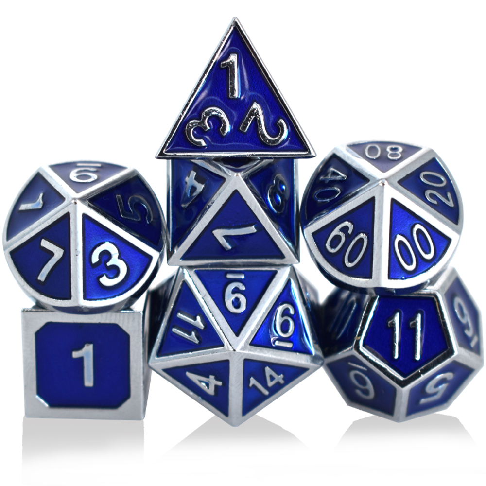 Italic Plated Silver Sapphire Blue Metal Dice
