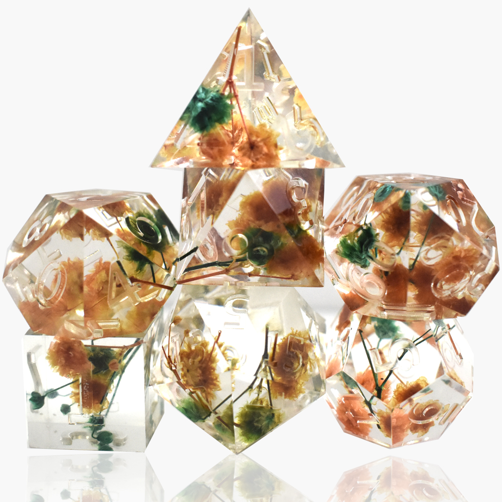Clear Plant Filled Resin Dice