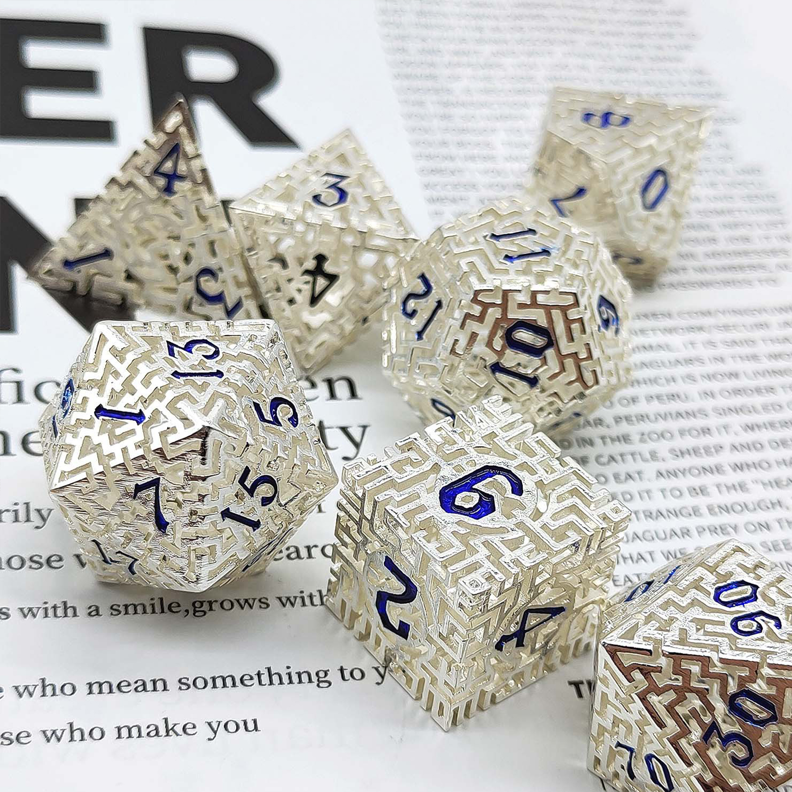 Silver filled with blue numbers