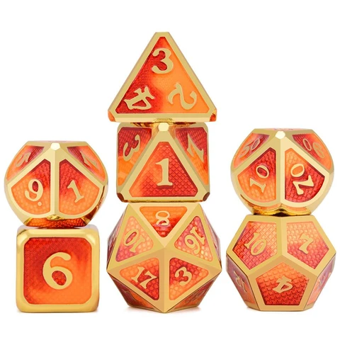 Snake Pattern Electroplating Gold Red And Yellow Metal Dice