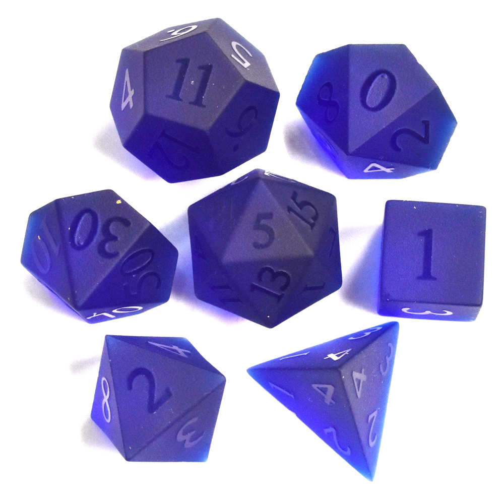 Sandblasting blue glass Dice