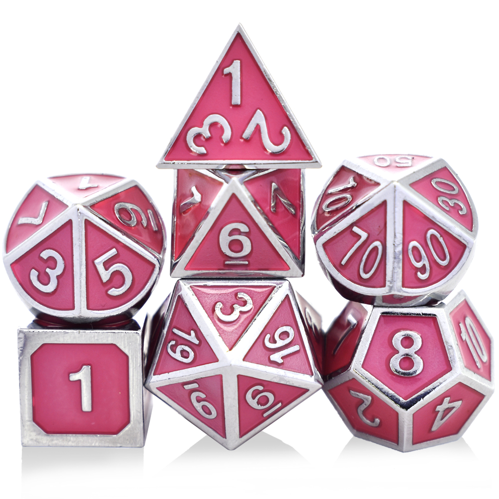 Italic Plated Silver Water Pink Metal Dice
