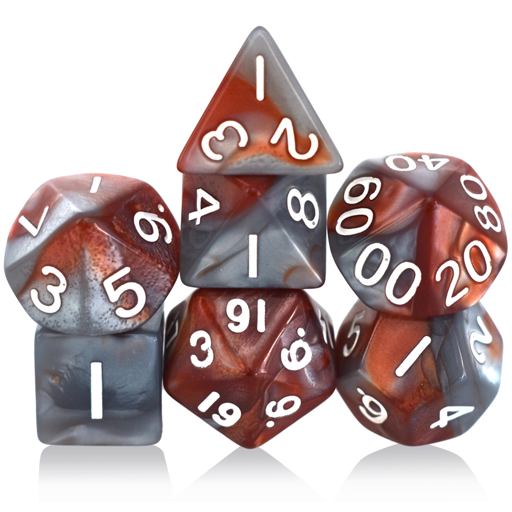 Acrylic Two-Color Brown And Gray Dice Set