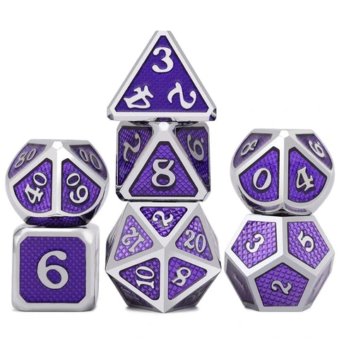 Snake Pattern Electroplated Silver Purple Metal Dice