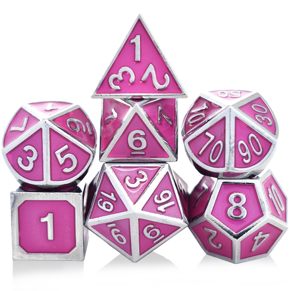 Italic Plated Silver Pink Metal Dice