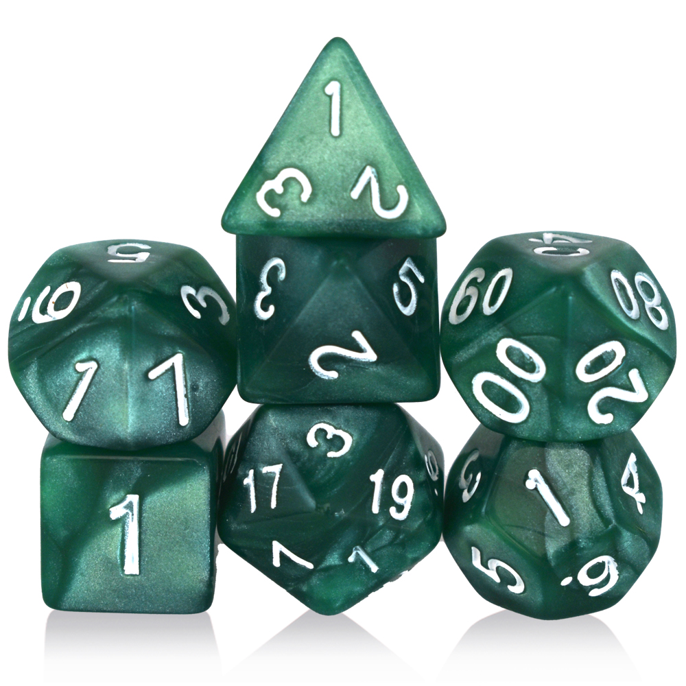 Acrylic Stone Pattern Green Dice Set