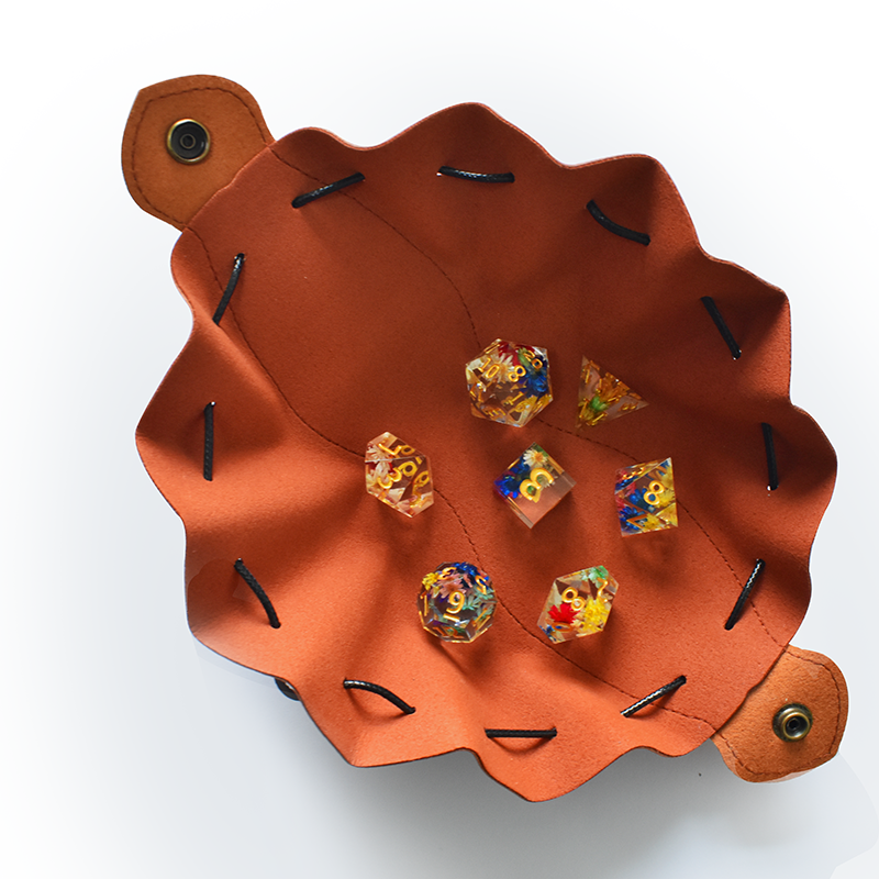 2-in-1 Drawstring Leather Dice Bag & Dice Tray