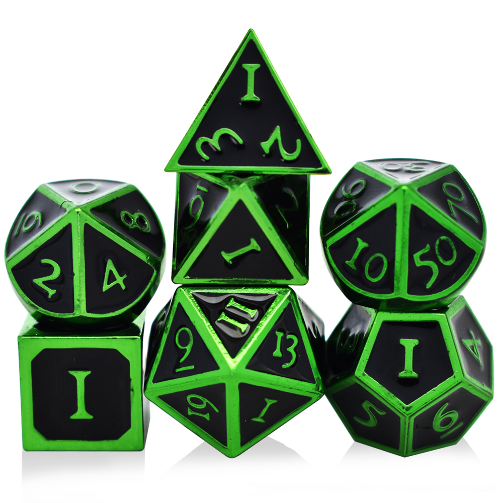 Roman Character Electrophoresis Green Black Metal Dice